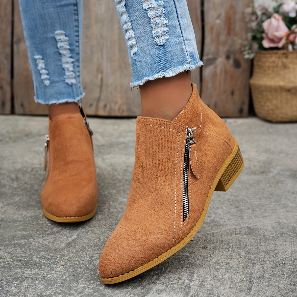 ELLA | SIDE ZIP ANKLE BOOTS