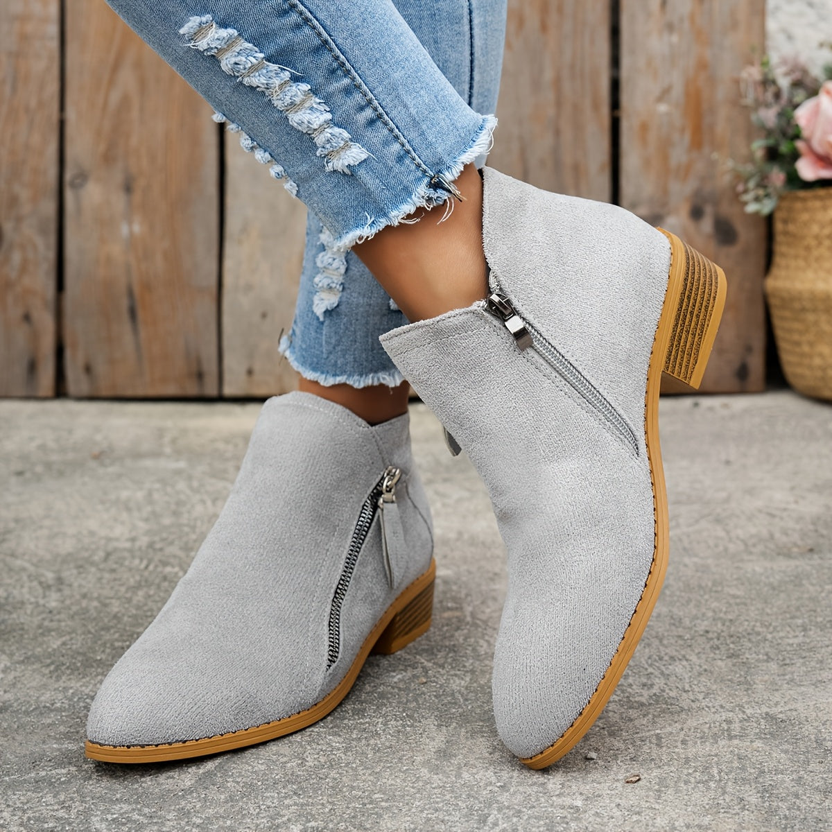 ELLA | SIDE ZIP ANKLE BOOTS