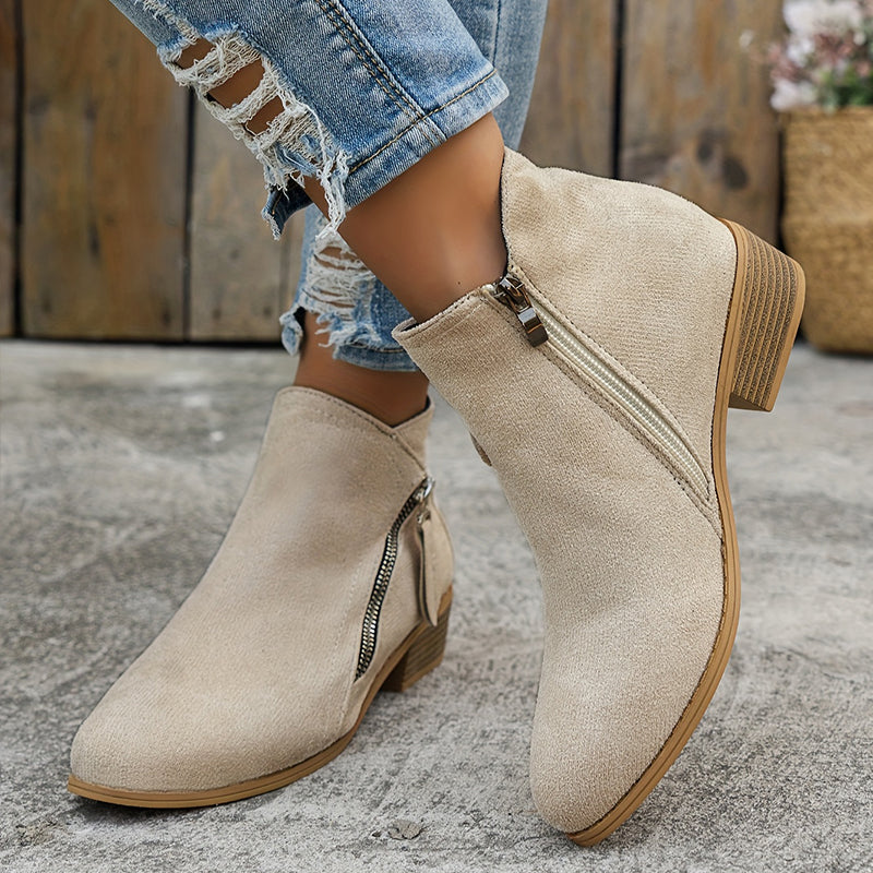 ELLA | SIDE ZIP ANKLE BOOTS