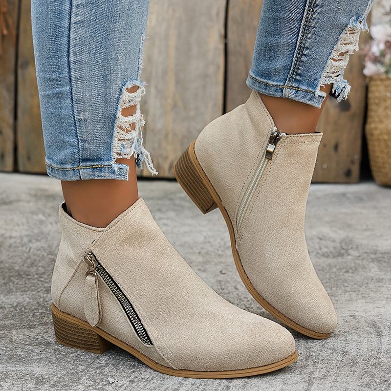 ELLA | SIDE ZIP ANKLE BOOTS