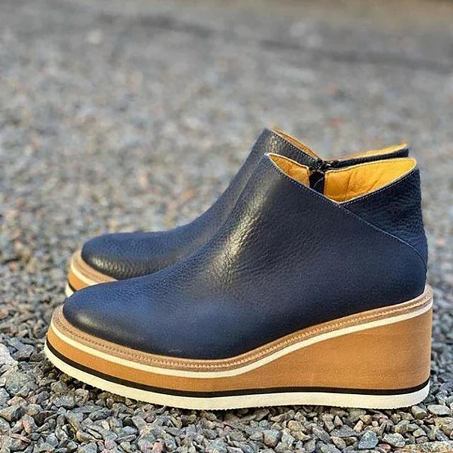 HANNAH | WEDGE ANKLE BOOTS WITH SIDE ZIP
