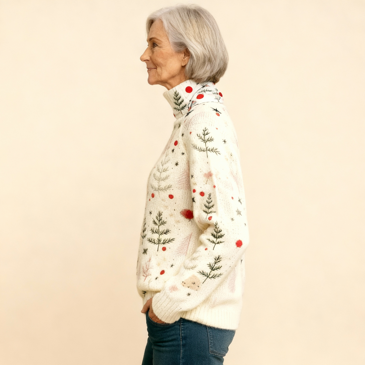 IVORY | CHRISTMAS KNIT TURTLENECK JUMPER