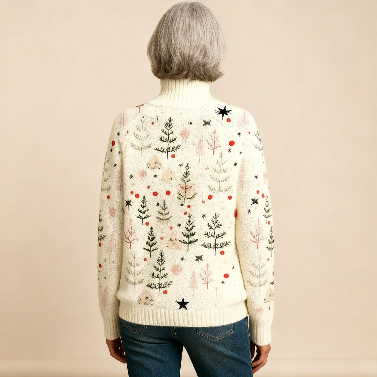 IVORY | CHRISTMAS KNIT TURTLENECK JUMPER