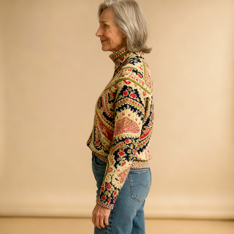 POPPY | VINTAGE FLORAL KNIT TURTLENECK JUMPER