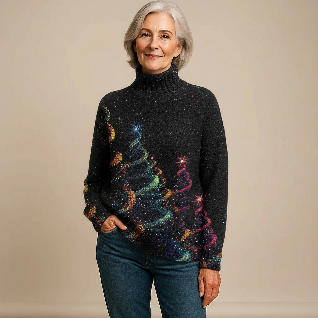 ELLA | GLITTER CHRISTMAS TREE KNIT TURTLENECK JUMPER