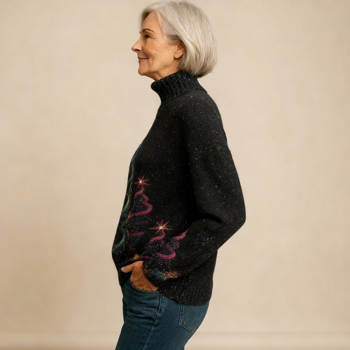 ELLA | GLITTER CHRISTMAS TREE KNIT TURTLENECK JUMPER