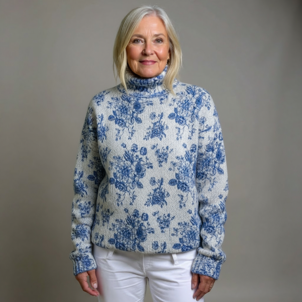 MAISIE | BLUE BLOSSOM KNIT TURTLENECK JUMPER