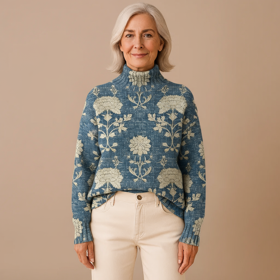 GEORGIA | TIMELESS FLORAL KNIT TURTLENECK JUMPER