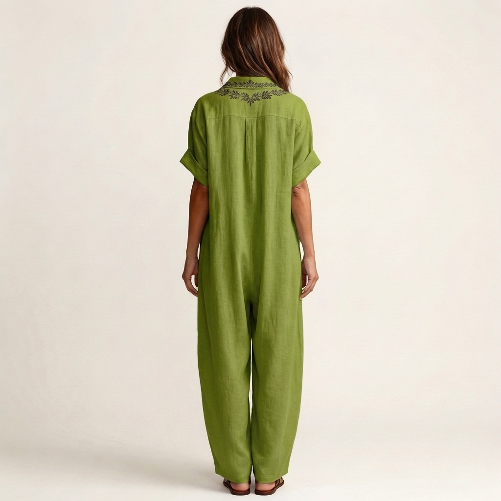 PETRA | EMBROIDERED V-NECK COLLAR MAXI DRESS