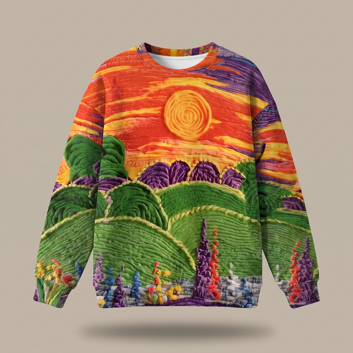 RAVELLA | SUNBURST LANDSCAPE PRINT RELAXED-FIT JUMPER