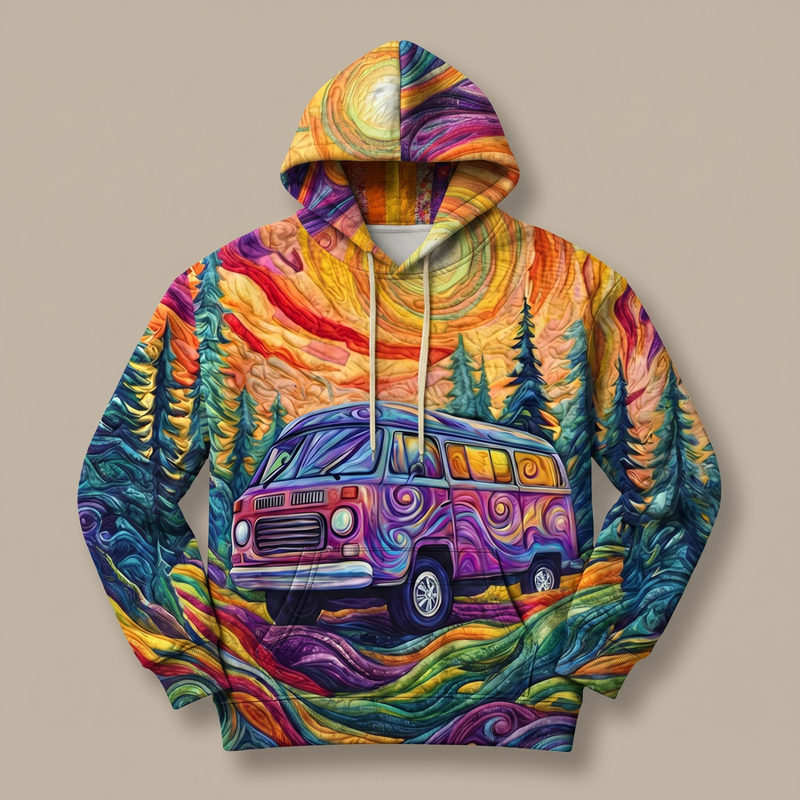 VANESKA | SUNBURST PRINT Y2K HOODIE