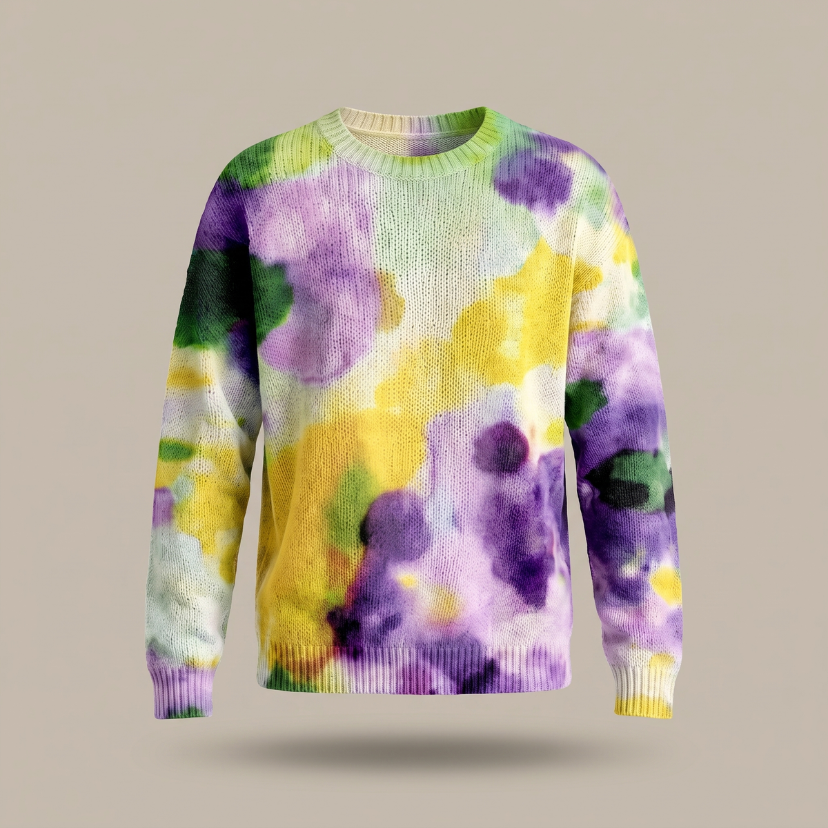 VIOLETTA | PURPLE TIE-DYE FLORAL ROUND-NECK JUMPER