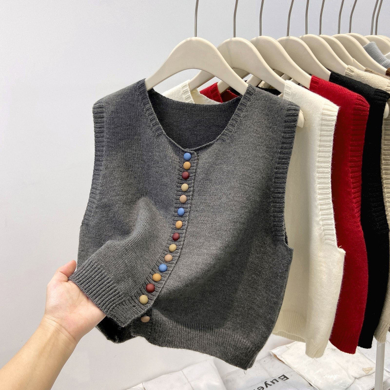 MARIBEL | COLOUR-BUTTON KNIT VEST