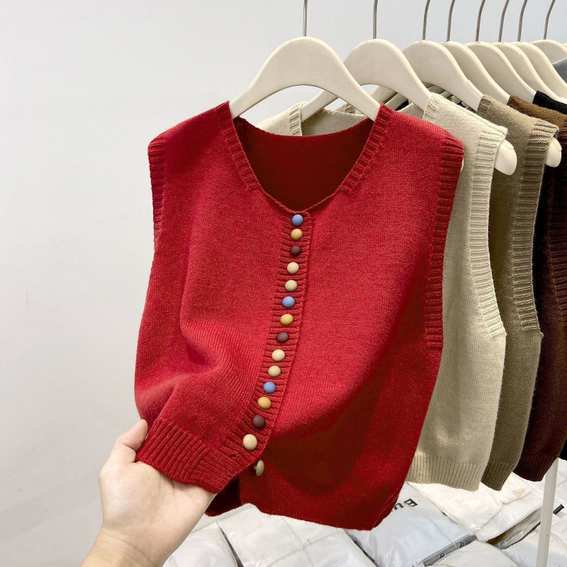 MARIBEL | COLOUR-BUTTON KNIT VEST