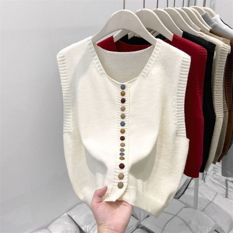 MARIBEL | COLOUR-BUTTON KNIT VEST