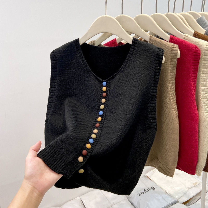 MARIBEL | COLOUR-BUTTON KNIT VEST