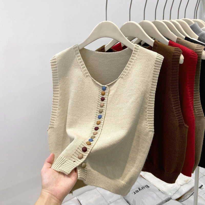 MARIBEL | COLOUR-BUTTON KNIT VEST